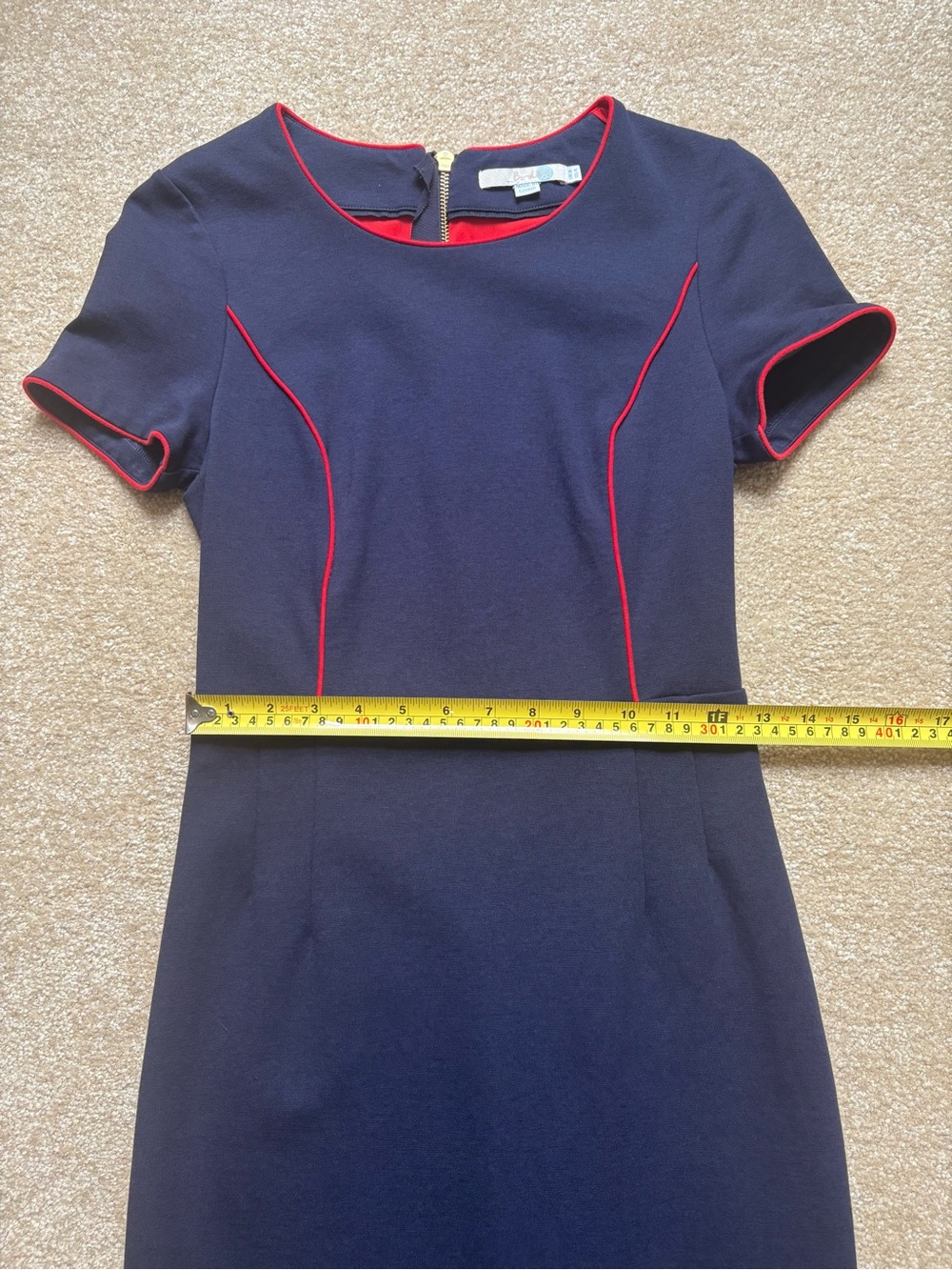 Boden Dress Navy Blue Fitted Short Sleeve Sheath Size 4 - Picture 14 of 16